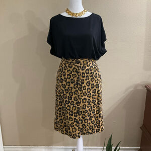Lauren Ralph Lauren Career Linen Womens Size 6 Leopard Safari pencil skirt